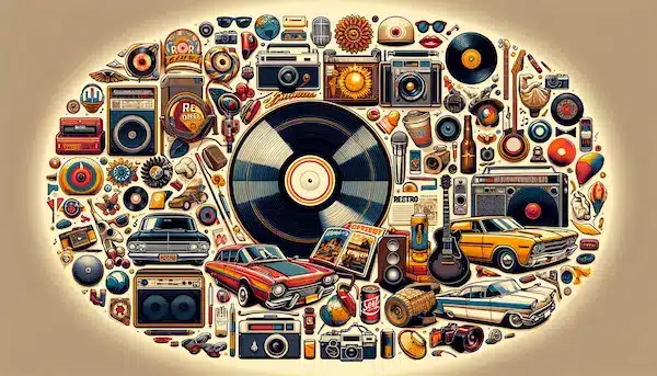 Fondo con vinilos retro