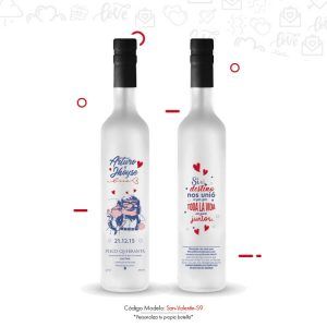 Botella de piscos con diseño de parejas