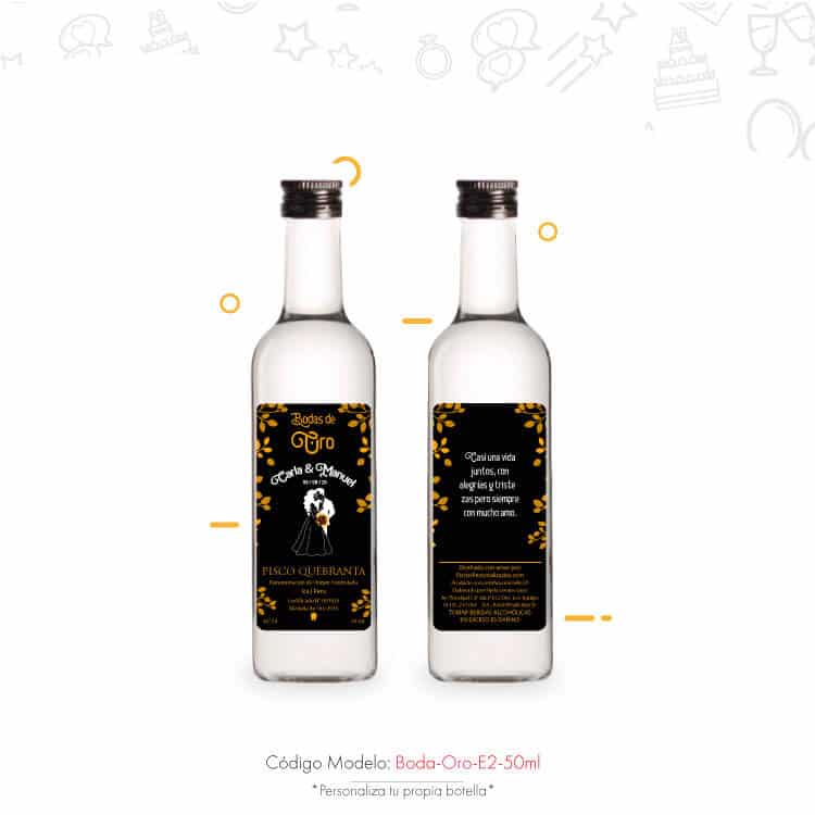 pisco personalizado recuerdo de bodas de oro