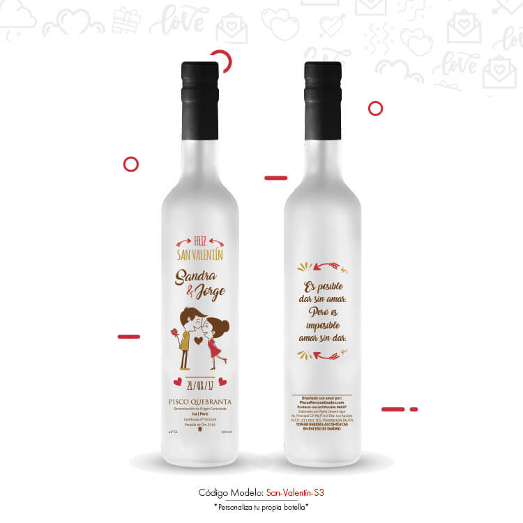 Botellas de Piscos con diseño de pareja