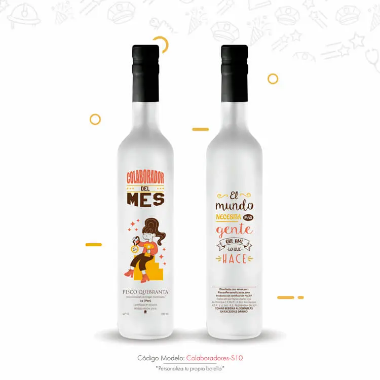 Pisco corporativo para colaborador del mes