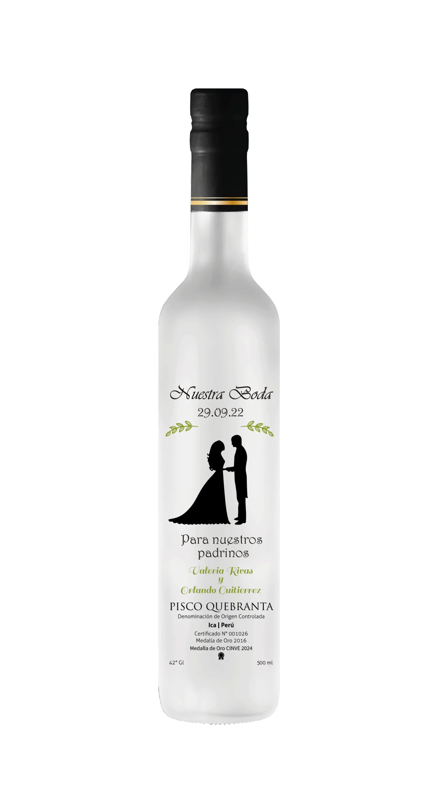 Pisco Personalizado con diseño de padrino