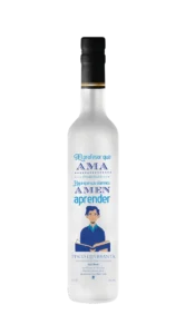 botella de piscos con diseño de docente y frase