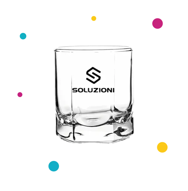 Vaso whiskero personalziado con diseño de empresa