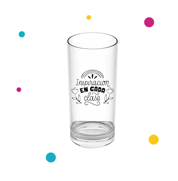 Vaso long drink con diseño de frase